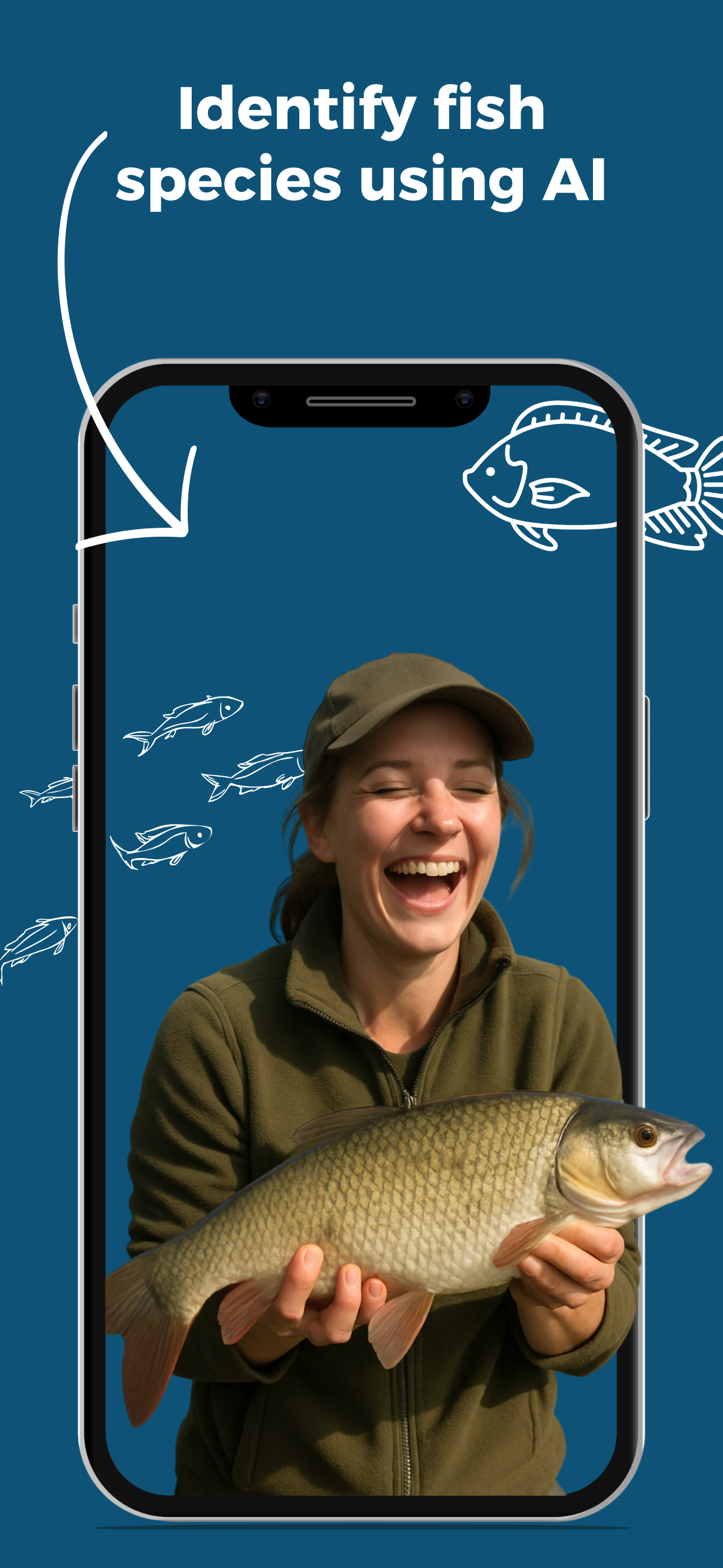 Fish Identifier App - AI Fish Recognition Tool on iPhone showing fish identification feature